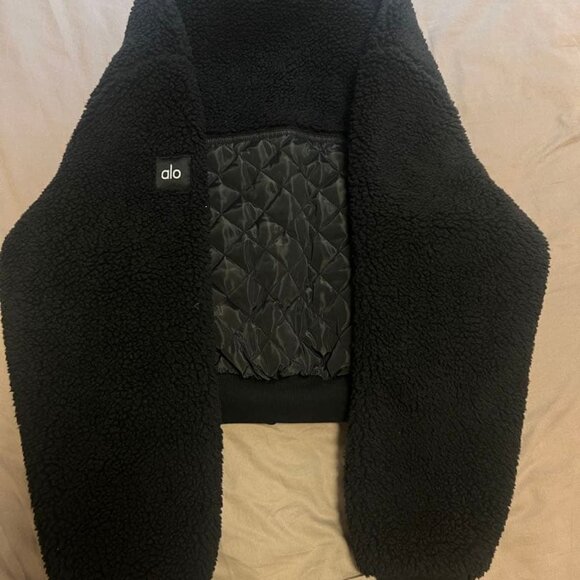 Alo Yoga Sherpa Edge Bomber Black Size S - Picture 10 of 11